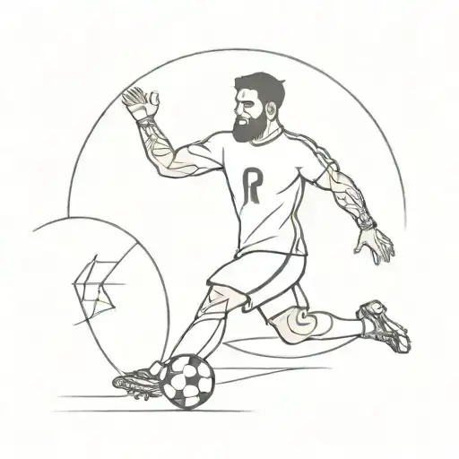 A Minimalist Tattoo Of A Football Player In A Traditional Lebanese Outfit