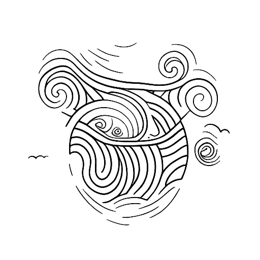 Small Wave Tattoo With Sun