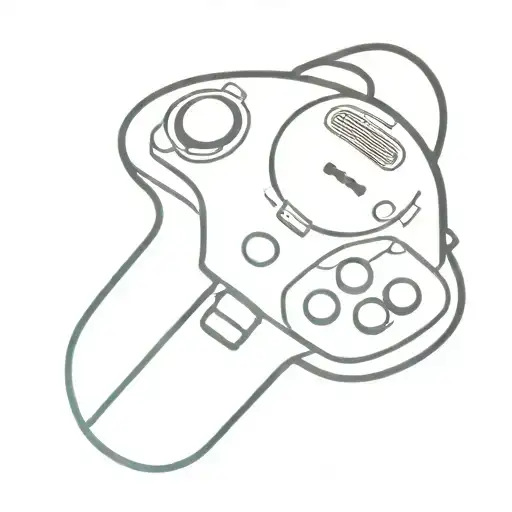 A Minimalist Tattoo Of A Retro Video Game Controller With Coffee Cup Buttons