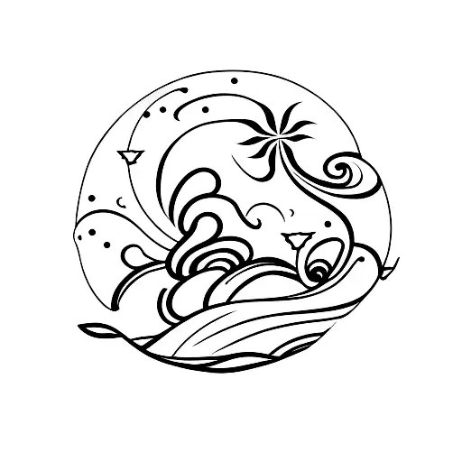 Small Half Moon With Waves Inside