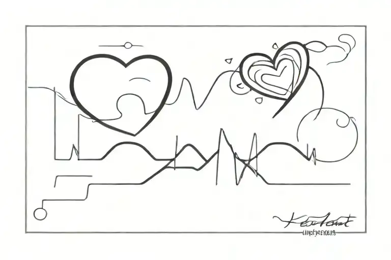 Heartbeat Line With Heart