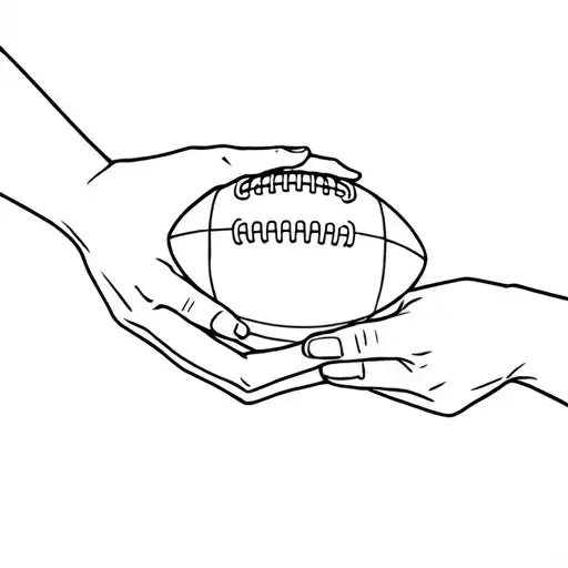 Football And Two Hands Holding