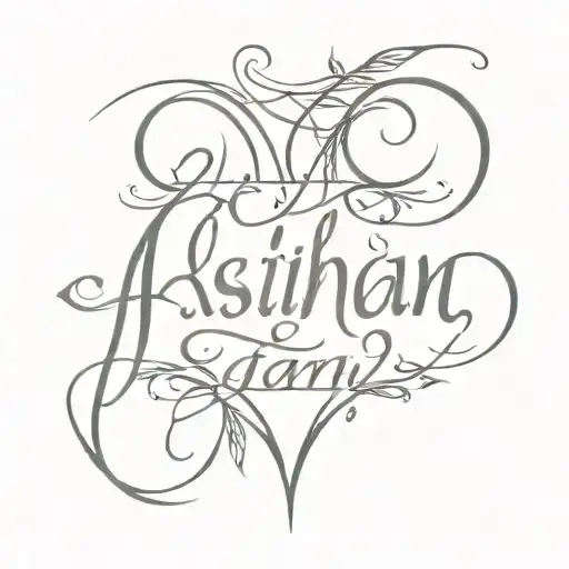 A Whimsical Representation Of Your Family's Names Asli And Aslihan In A Decorative Script Font