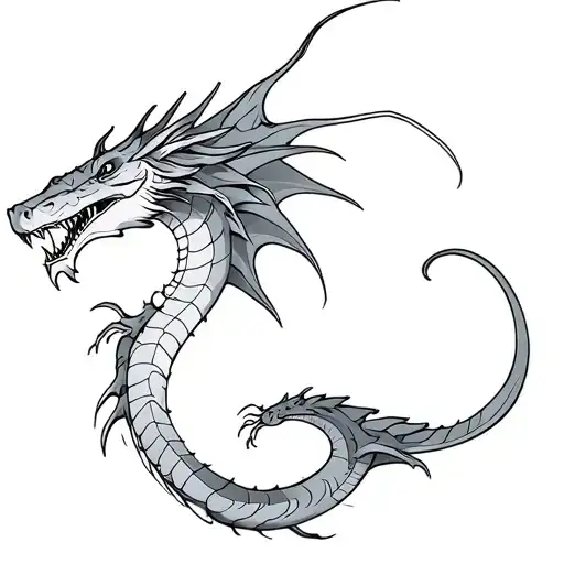 Megaladon And Dragon Tattoo