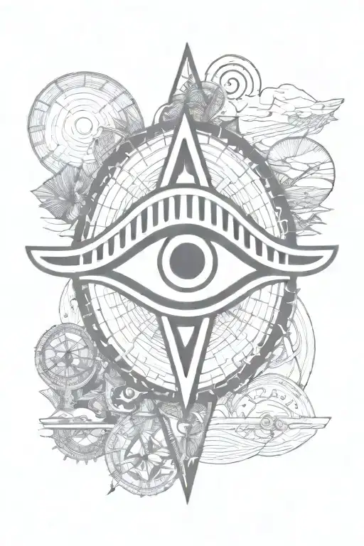 An Eye Of Horus Surrounded By Symbols Travel Tattoo With The World