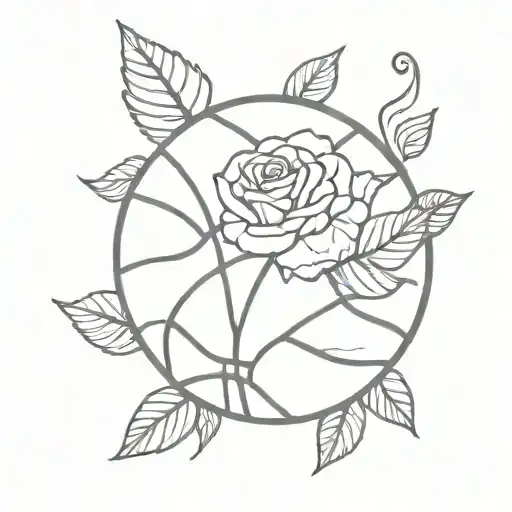 Basketball With Rose Leaves