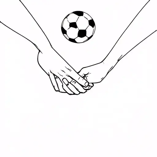 Soccer Ball And Two Hands Holding Hands