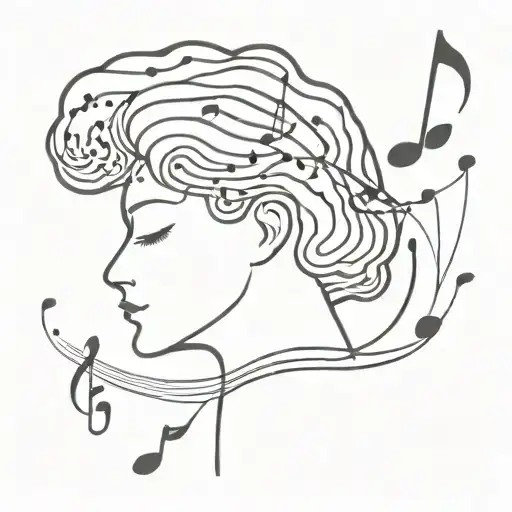 An Abstract Design Incorporating Musical Notes And Brain Waves