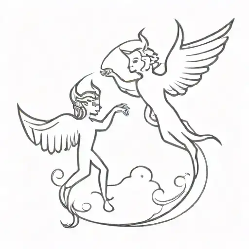 Devil And Angel Flying