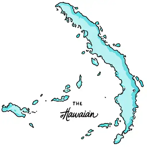 Hawaiian Islands Map With Wave