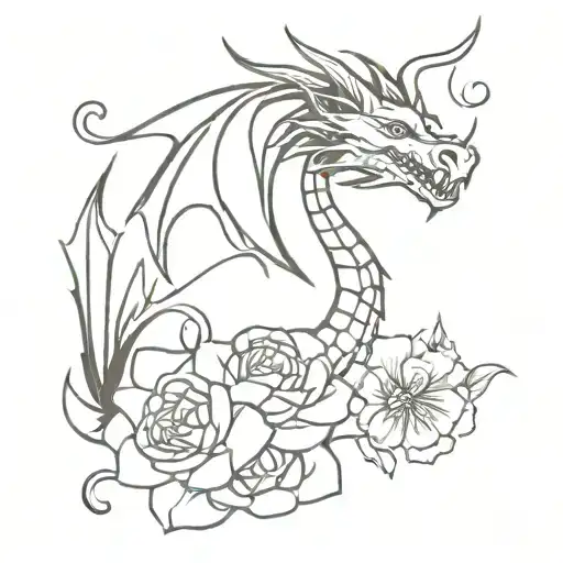 Dragon With Flowers And Blood On Its Horns