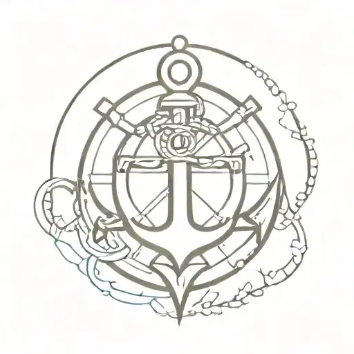 Anchor And Nautical Wheel Minimal