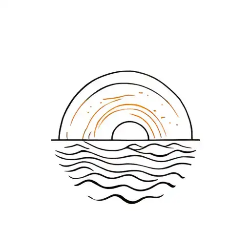 Sunset And Sea Waves