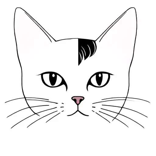 Fine Line Of Half Of Cats Face