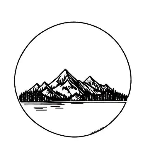 Mountain Range With A Mountain Lake Scene