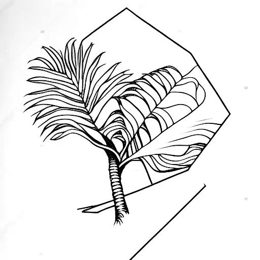 Skinny Palm Tree With Rose Of Sharon Roots