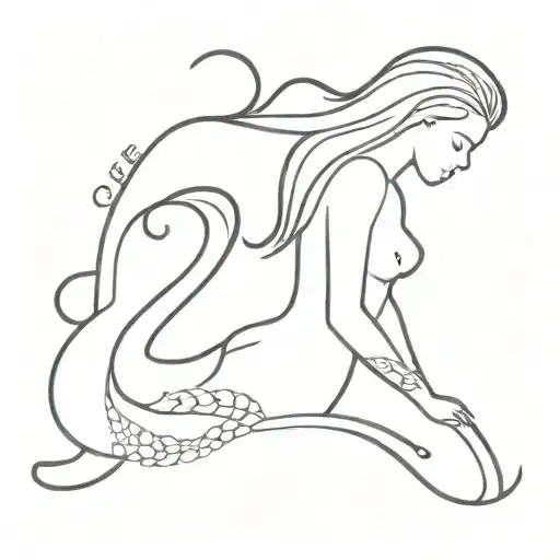A Mermaid In Lines Who Laid On Her Side And The Text Que Sera Sera Under It