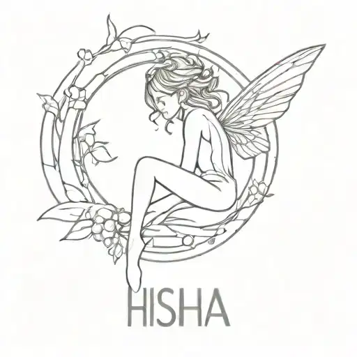 Fairy At The Top Of Name Isha Name Tatoo Readable Font