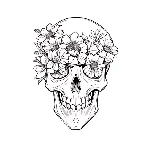 Skull Made Of Flowers Growing