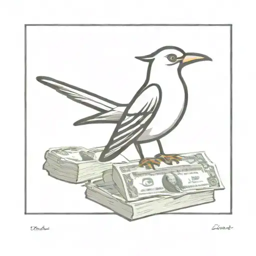 Bird On Money Painting By Basquait All Black Single Needle