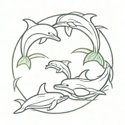 Recycling Symbol Of The 3 R's With Dolphin Silhouettes