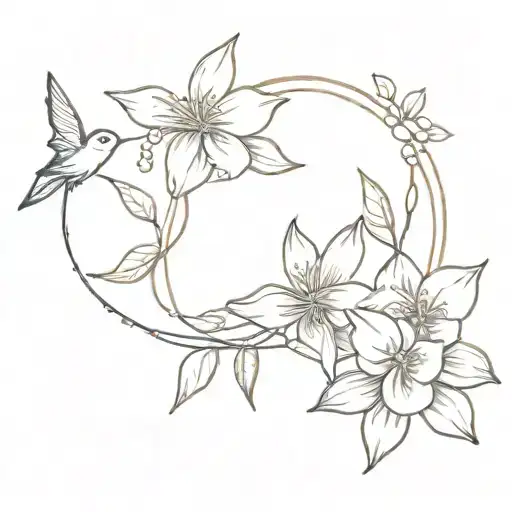 Jasmine Flowers And Two Bird