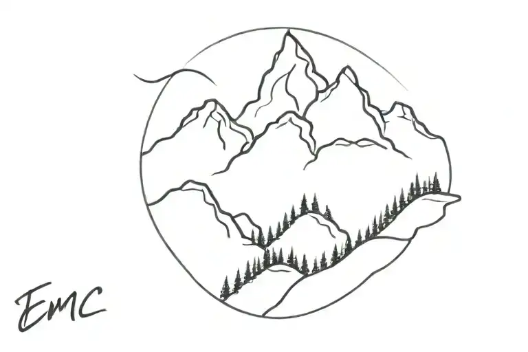 Mountain Outline With Emc In Cursive Under It It
