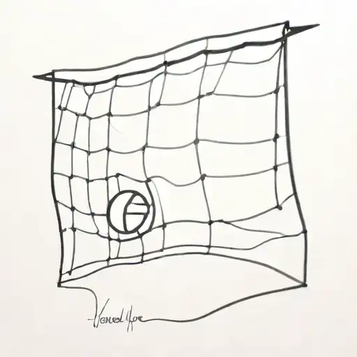 A Minimalist Volleyball Net With A Subtle Heartbeat Line Running Through It