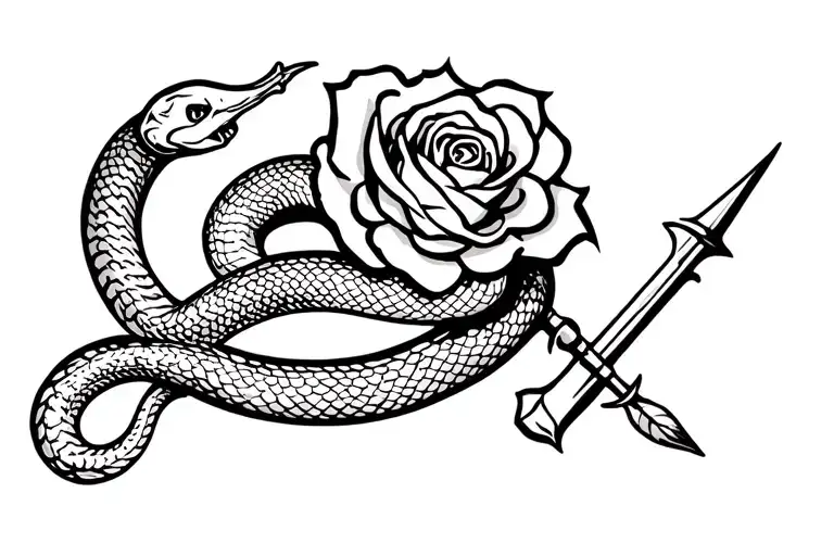 Snake And Dagger And Rose