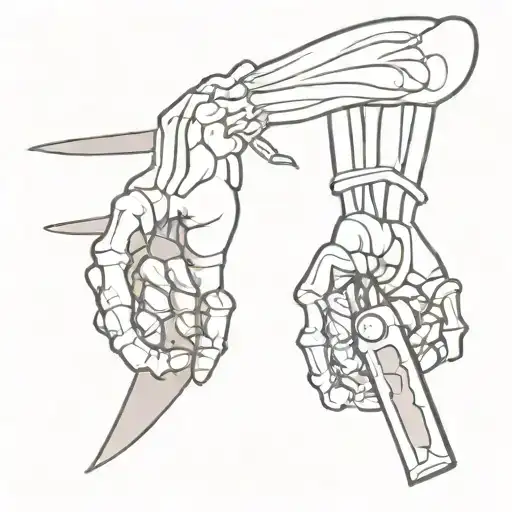 Skeleton Arm Holding A Knife