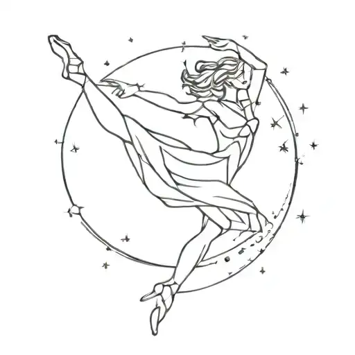 Abstract Girl Dancing In The Stars