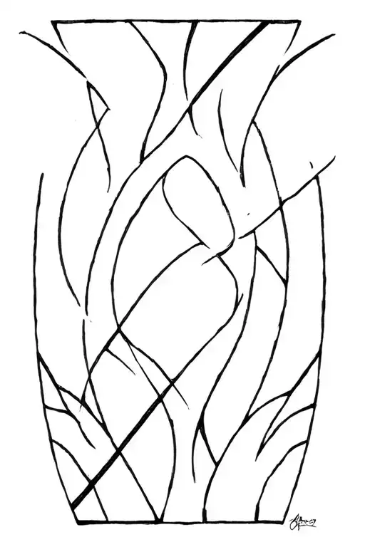 Abstract Lines Under Knee Black And White Drawing