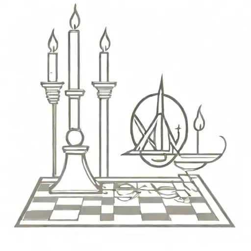 Checkered Floor Seven Candles A Bible All-seeing Eye