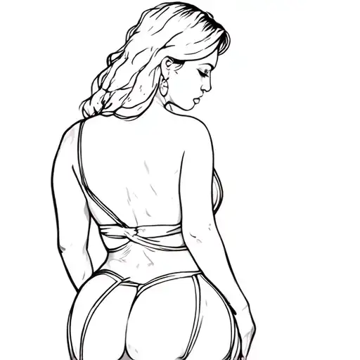 Chubby Black Woman Boudoir Of Back Side View