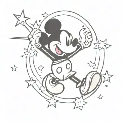 Mickey Riding A Shooting Star And Pointing
