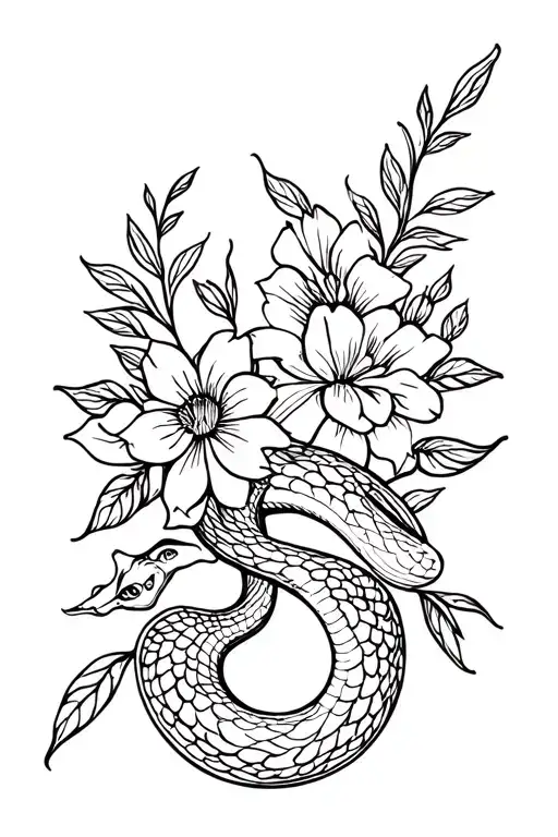 Snake And Flowers Couple