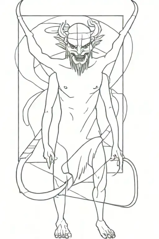 European Minimalist Folk Demon Standing