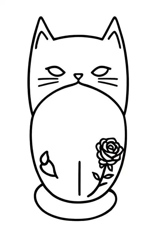 Cat With Cartoon Features Round Mouth With A Rose In It