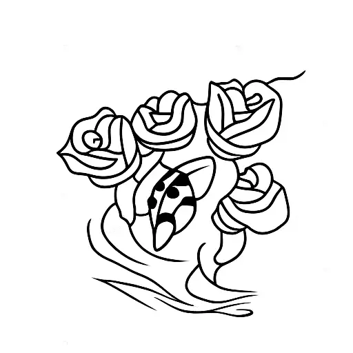 Koi Fish Wrapped Around Rose