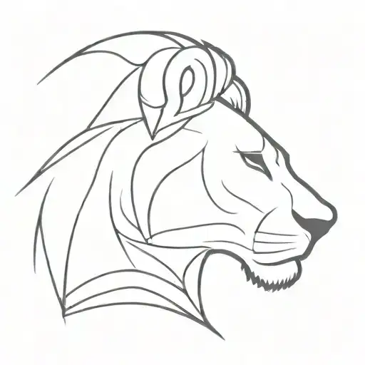A Lion Profile With Bold Lines