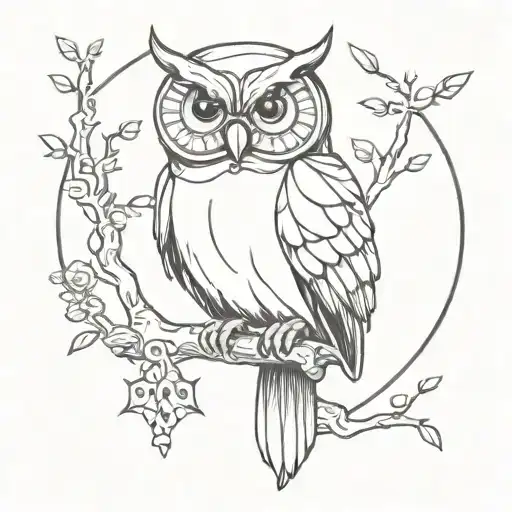 Steampunk Owl Perched On A Branch