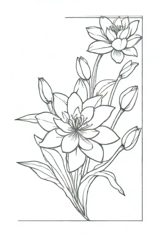 Small Bouquet Of Water Lilies And Narcissus Flower