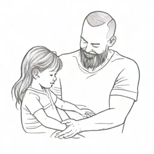 A Little Girl Who Is In Her Father's Arms Is Happy