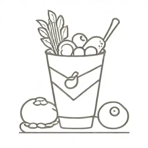 A Creative Tattoo Design Incorporating Symbols Of Hospitality And Food