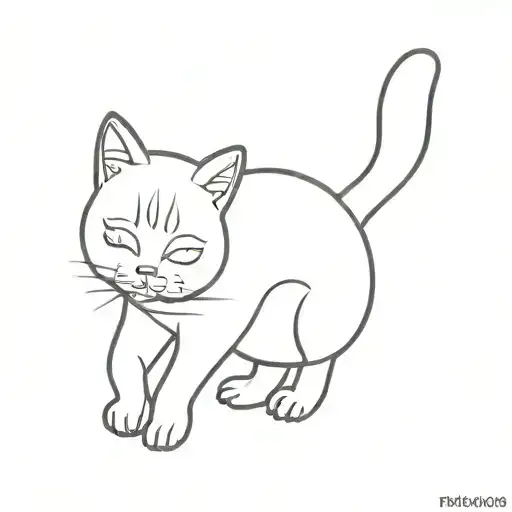 Cute Cat Outline