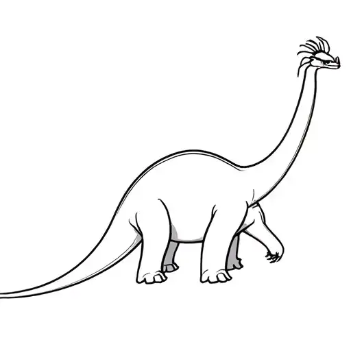 Fine Line Brontosaurus With A Small Crab On Its Head