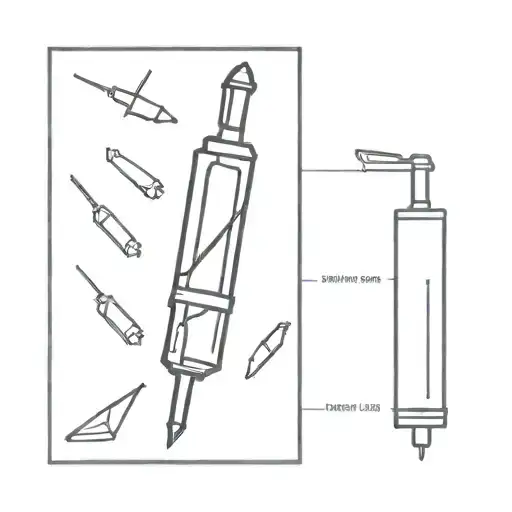 Black And White Outline Of A Crystal In The Form Of A Syringe