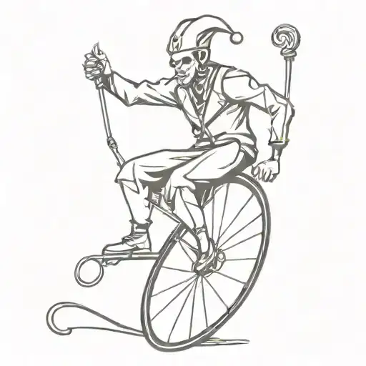 Gothic Jester Riding A Unicycle
