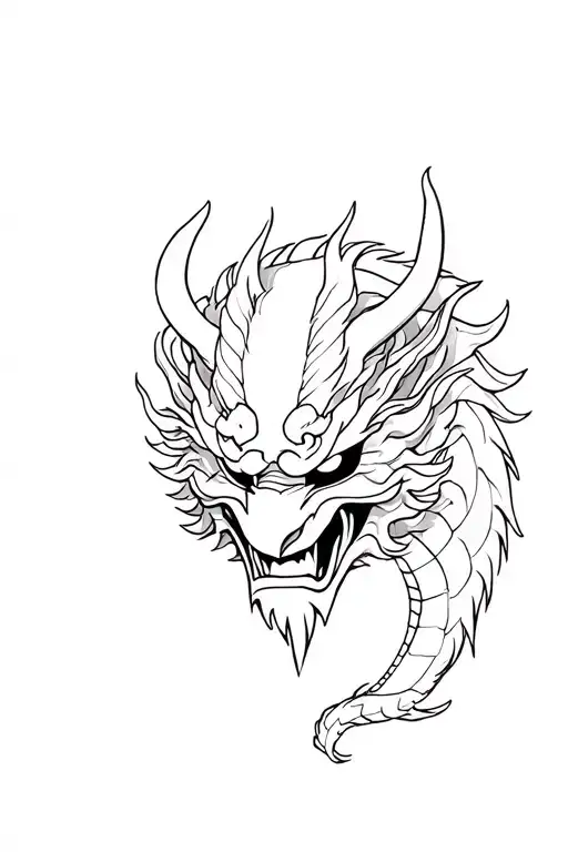 Japanese Demon Mask With A Dragon Wrapped