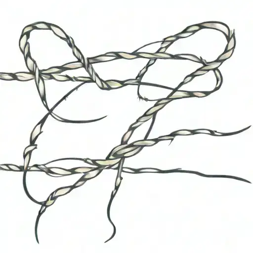 Minimalistic Black Ribbon Intertwined With Barbed Wire
